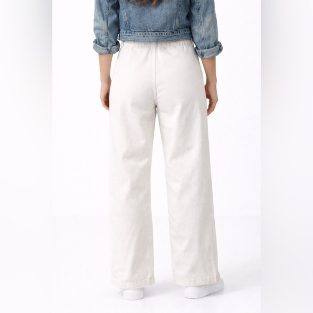 Lands' End White high waisted wide leg bare back jeans size 10 - Picture 1 of 7
